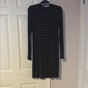 Striped navy blue and White Long Sleeve Dress